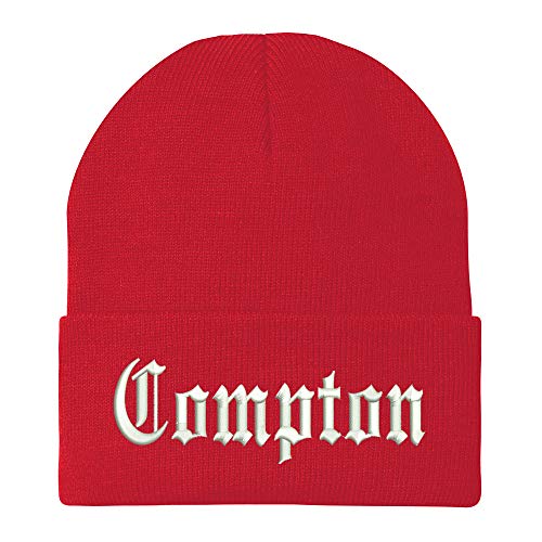 Trendy Apparel Shop Compton City Old English Embroidered Long Cuff Beanie - Soft Acrylic Winter Hat