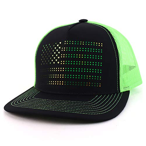 Trendy Apparel Shop USA Laser Punching Flag 5 Panel Trucker Mesh Baseball Cap