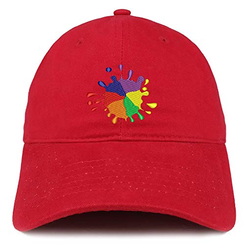 Trendy Apparel Shop Rainbow Color Splash Embroidered Brushed Cotton Cap