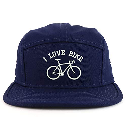 Trendy Apparel Shop I Love Bike Embroidered 5 Panel Racer Baseball Cap