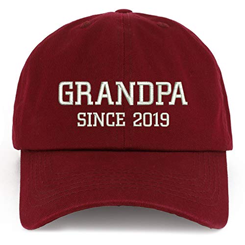 Trendy Apparel Shop XXL Grandpa Since 2019 Embroidered Unstructured Cotton Cap