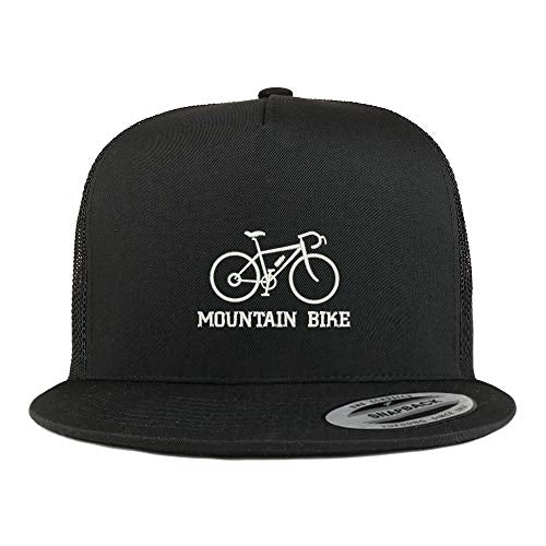 Trendy Apparel Shop Mountain Bike Text Embroidered 5 Panel Flatbill Mesh Cap