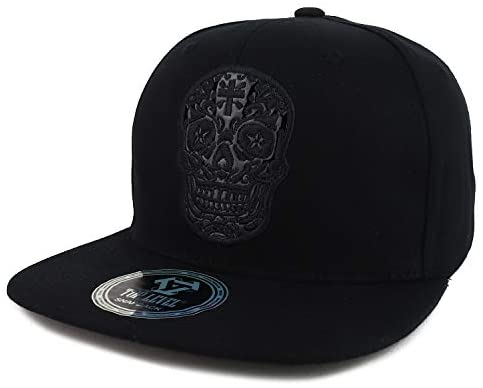 Trendy Apparel Shop High Frequency Skull Patch Flatbill Snapback Hat