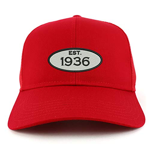 Trendy Apparel Shop Established 1936 Embroidered 85th Birthday High Profile High Profile Trucker Mesh Cap