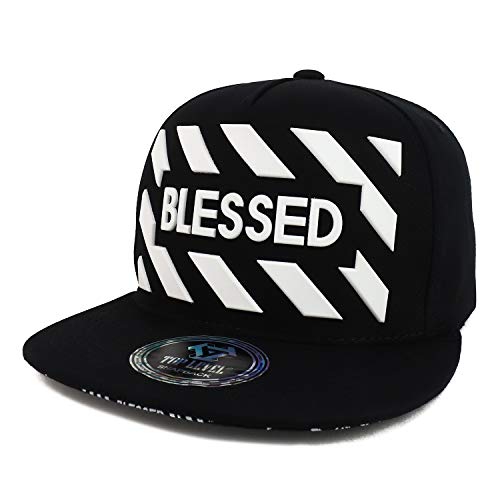 Trendy Apparel Shop 3D Rubber Blessed 5 Panel Flatbill Cotton Snapback Hat