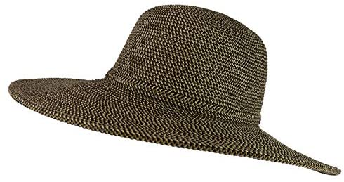 Trendy Apparel Shop UPF 50+ Paper Braid Tweed 4" Flat Brim Sun Shade Hat