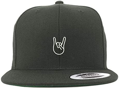 Trendy Apparel Shop Flexfit XXL Rock On Logo Embroidered Structured Flatbill Snapback Cap