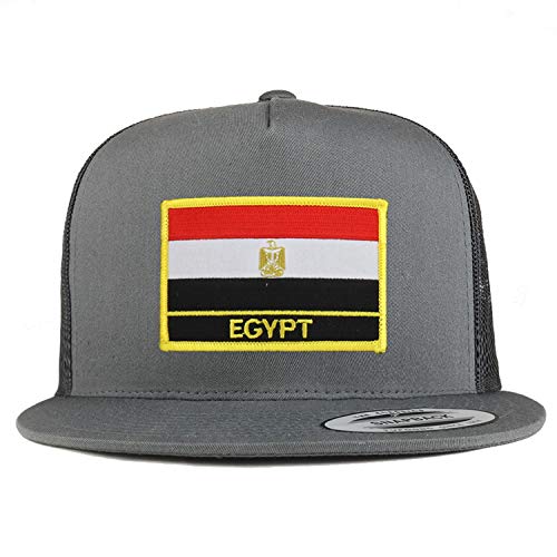 Trendy Apparel Shop Flexfit XXL Egypt Flag 5 Panel Flatbill Trucker Mesh Snapback Cap