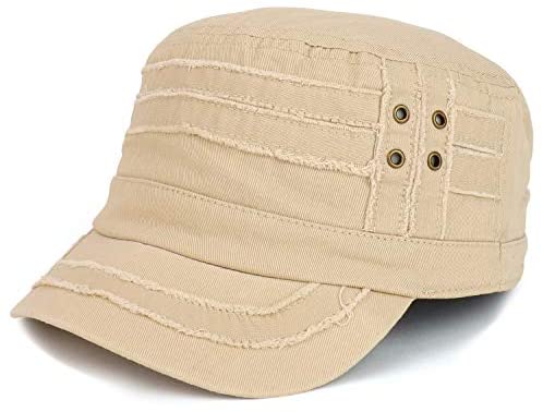 Trendy Apparel Shop Distressed Elastic Fit Frayed Cadet Flat Top Style Army Cap