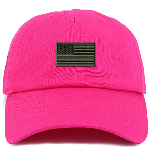 Trendy Apparel Shop Youth Sized Olive American Flag Embroidered Adjustable Unstructured Baseball Cap