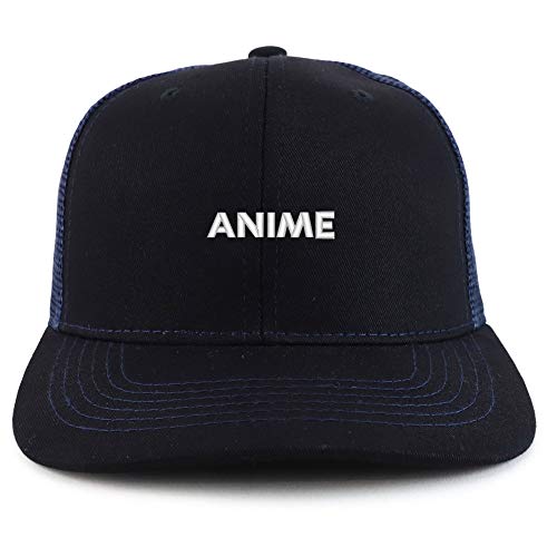 Trendy Apparel Shop Anime Cotton Two Tone Mesh Back Trucker Baseball Cap