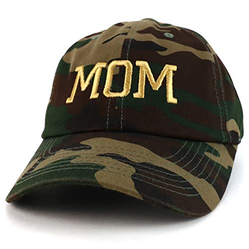Trendy Apparel Shop MOM Capital Gold Thread Embroidered Soft Crown 100% Brushed Cotton Cap