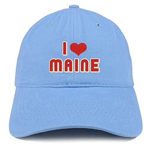 Trendy Apparel Shop I Love Maine Embroidered Soft Crown 100% Brushed Cotton Cap