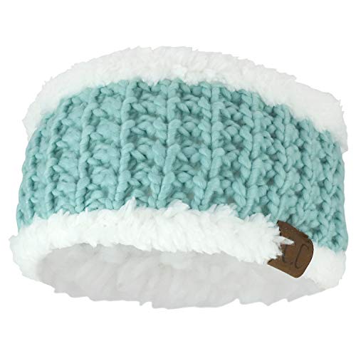 Trendy Apparel Shop Sherpa Fleece Lined Stretchy Chunky Knit Ear Warmer Headband