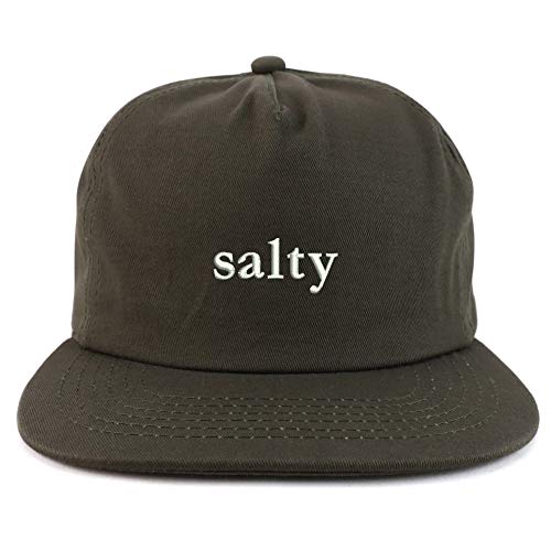Trendy Apparel Shop Salty Embroidered Cotton Unstructured 5 Panel Flatbill Cap