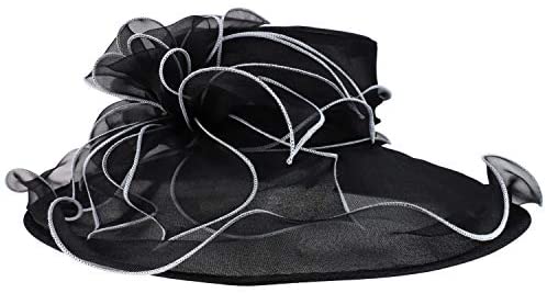 Trendy Apparel Shop Two Tone Large Ruffles Brim Tea Party Fashion Organza Hat