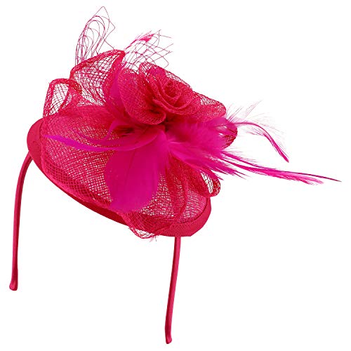 Trendy Apparel Shop Sinamay Feather Rose Net Womens Fascinators Headband