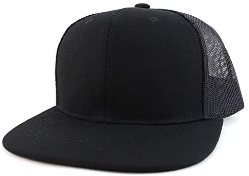 Trendy Apparel Shop Oversize 2XL Blank Plain Flatbill Mesh Snapback Baseball Cap