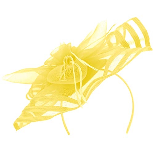 Trendy Apparel Shop Horsehair Feather Trim Flower Fascinator Binded Hem Edge