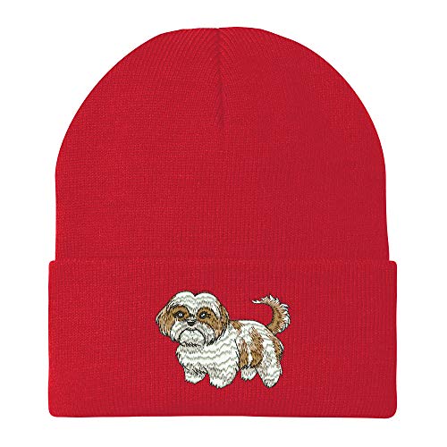 Trendy Apparel Shop Shih Tzu Embroidered Winter Long Cuff Beanie
