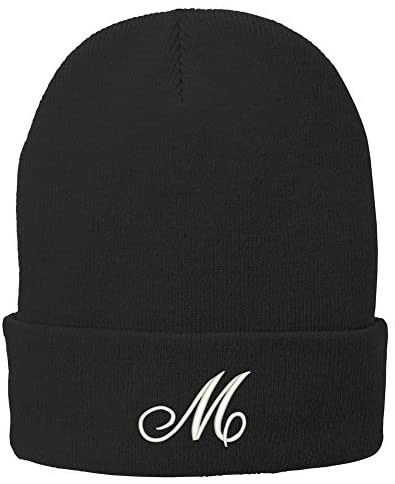 Trendy Apparel Shop Letter M Embroidered Winter Knitted Long Beanie