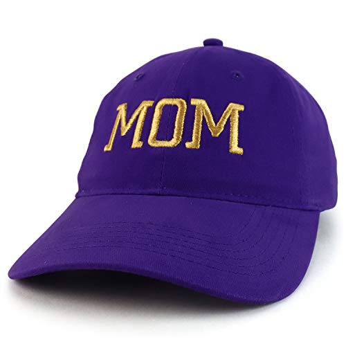 Trendy Apparel Shop MOM Capital Gold Thread Embroidered Soft Crown 100% Brushed Cotton Cap