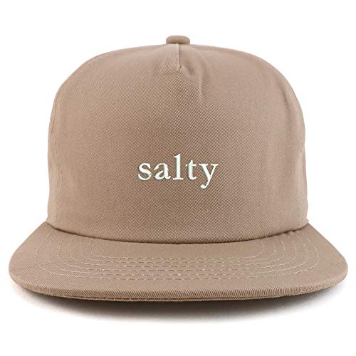 Trendy Apparel Shop Salty Embroidered Cotton Unstructured 5 Panel Flatbill Cap