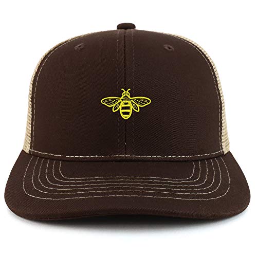 Trendy Apparel Shop Bee Embroidered Two Tone Mesh Back Trucker Baseball Cap