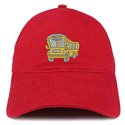Trendy Apparel Shop School Bus Embroidered Soft Crown 100% Brushed Cotton Cap