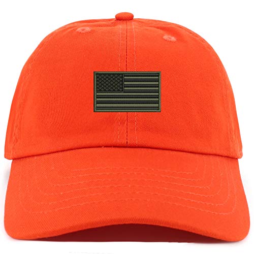 Trendy Apparel Shop Youth Sized Olive American Flag Embroidered Adjustable Unstructured Baseball Cap