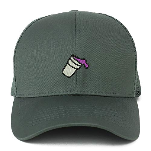 Trendy Apparel Shop XXL Double Cup Morning Coffee Embroidered Structured Trucker Mesh Cap