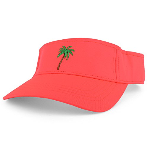 Trendy Apparel Shop Palm Tree Embroidered Neon Color Sun Visor Cap