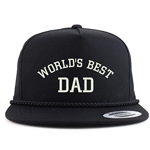 Trendy Apparel Shop World's Best Dad Embroidered 5 Panel Flatbill Braid Snapback Golf Cap