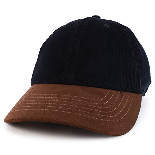 Trendy Apparel Shop 2 Tone 100% Cotton with Synthetic Suede Visor Baseball Cap
