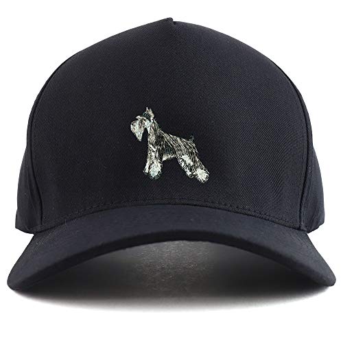 Trendy Apparel Shop Miniature Schanuzer Dog Embroidered Oversized 5 Panel XXL Baseball Cap