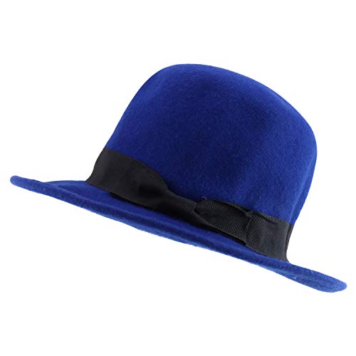 Trendy Apparel Shop Men's Tall Crown Wool Bowler Hat with Black Band