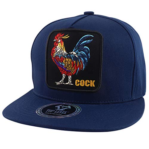 Trendy Apparel Shop Rooster Cock Embroidered 5 Panel Flatbill Snapback Baseball Cap