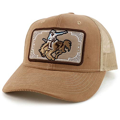 Trendy Apparel Shop Bull Riding Rodeo Structured Mesh Back Snapback Cap