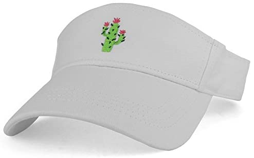 Trendy Apparel Shop Cactus Embroidered 100% Cotton Twill Sun Visor Cap - White