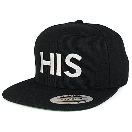 Trendy Apparel Shop His White Embroidered Flat Bill Structured Baseball Cap