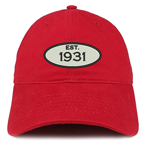 Trendy Apparel Shop 90th Birthday Established 1931 Soft Crown Brushed Cotton Cap