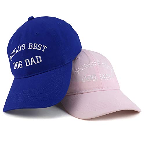 Trendy Apparel Shop World's Best Dog Mom and Dad Ever Soft Cotton 2 Pc Cap Set