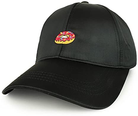 Trendy Apparel Shop Donut Emoticon Design Embroidered Satin Baseball Cap