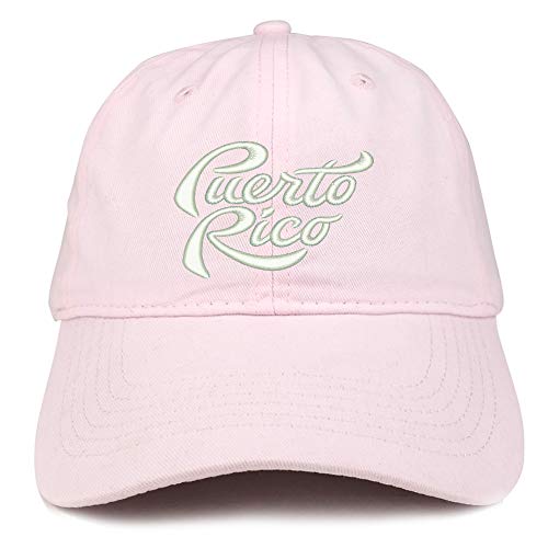 Trendy Apparel Shop Puerto Rico Script Embroidered Soft Crown 100% Brushed Cotton Cap