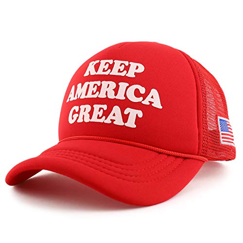 Trendy Apparel Shop Keep America Great Printed Trump Sponge Foam Trucker Cap - Red