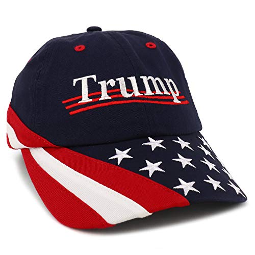 Trendy Apparel Shop Trump Embroidered USA Flag and Stars Bill Unstructured Baseball Cap