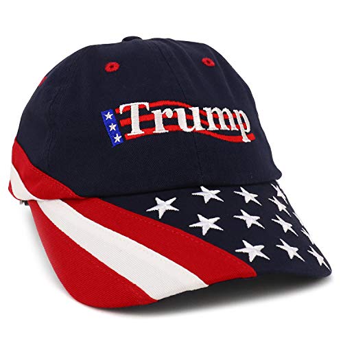 Trendy Apparel Shop Trump Embroidered USA Flag and Stars Bill Unstructured Baseball Cap