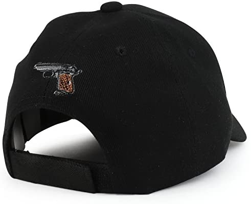 Trendy Apparel Shop Pistol Gun 45mm Embroidered Structured Baseball Cap - Black