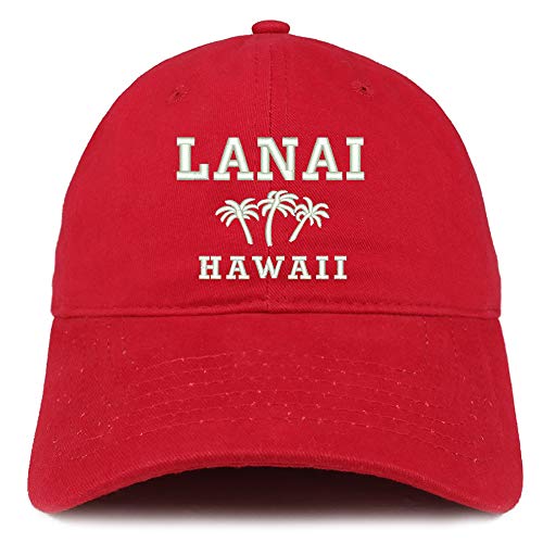 Trendy Apparel Shop Lanai Hawaii and Palm Tree Embroidered Brushed Cap