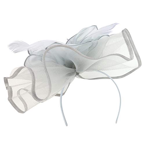 Trendy Apparel Shop Mesh Ruffles Feather Trimmed Flower Fascinator Headband